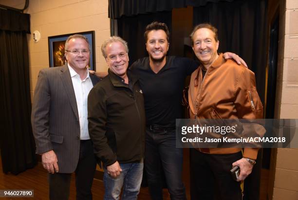 Academy of Country Music CEO Pete Fisher, Academy of Country Music Executive Producer Rac Clark, Luke Bryan and Dick Clark EVP of Television Barry...