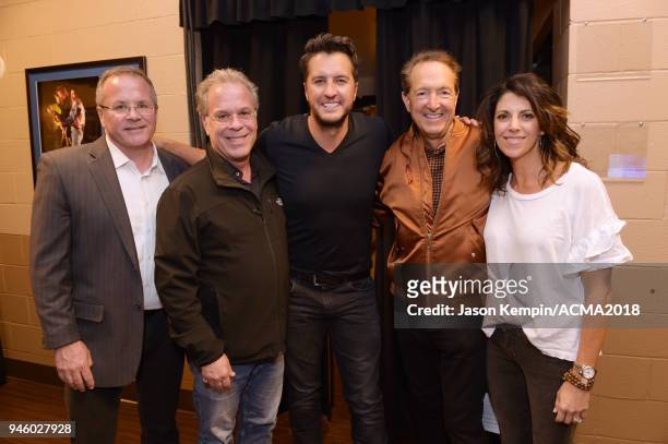 Academy of Country Music CEO Pete Fisher, Academy of Country Music Executive Producer Rac Clark, Luke Bryan, Dick Clark EVP of Television Barry...