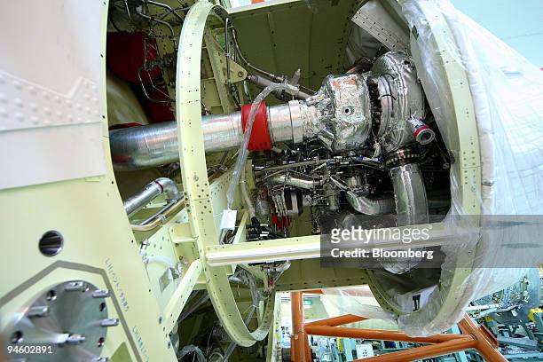 Section of an H2A rocket is seen during a media tour of Mitsubishi Heavy Industries' Ohe plant in Aichi prefecture, central Japan, on Thursday, June...
