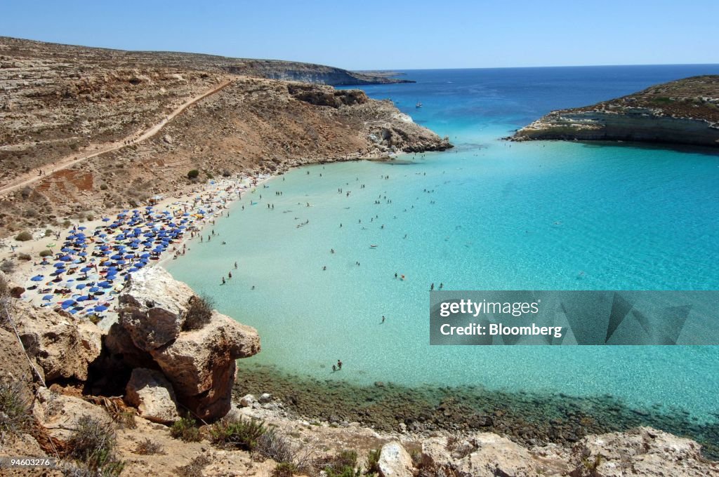 The "Spiaggia dei Conigli" or Rabbit Beach in Lampedusa, Ita