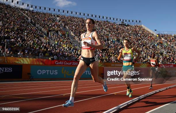 Laura Weightman of England competes in the Women's 5000 metres final during athletics on day 10 of the Gold Coast 2018 Commonwealth Games at Carrara...