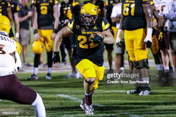 Arizona State Sun Devils fullback Mark Cosgrove runs the ball during the Arizona State Sun Devils spring football game on April 13, 2018 at Sun Devil...