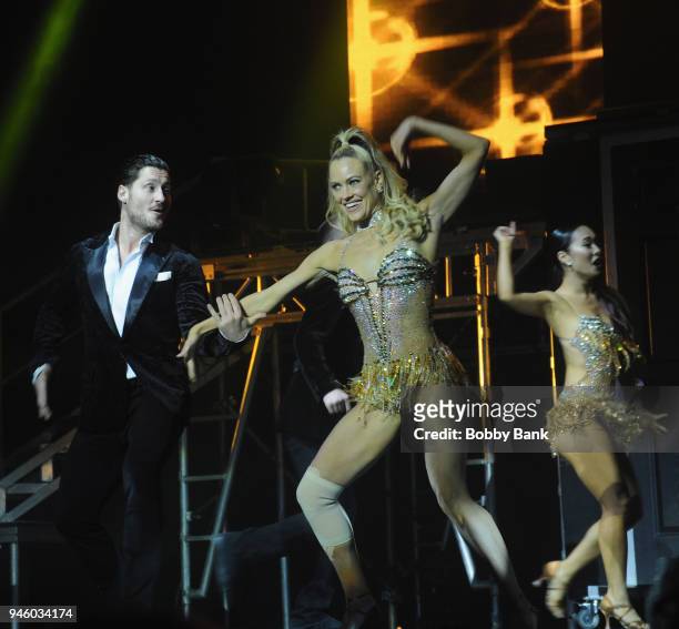 Valentin "Val" Chmerkovskiy and Peta Murgatroyd perform at the Maks, Val, & Peta Live On Tour: "Confidential" at Mayo Performing Arts Center on April...