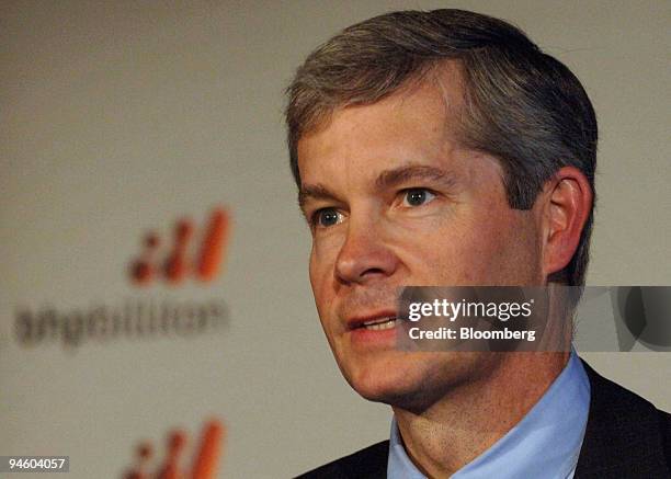 Charles 'Chip' Goodyear, BHP Billiton Ltd.'s chief executive officer speaks during a media briefing in Sydney, Australia on Wednesday, August 23,...