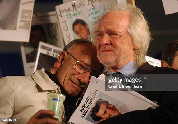 Juan Carlos Blumberg, an engineer whose son was kidnapped and murdered in March 2004, cries while heading a rally demanding tougher security policies...