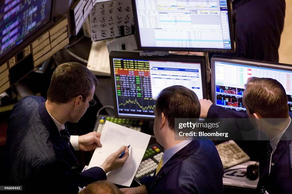 Traders on the floor of the New York Stock Exchange in New Y