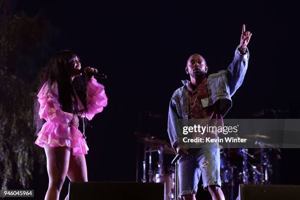 And Kendrick Lamar perform onstage during the 2018 Coachella Valley Music And Arts Festival at the Empire Polo Field on April 13, 2018 in Indio,...