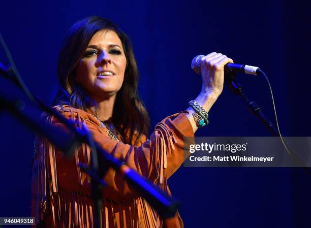 Karen Fairchild of musical group Little Big Town performs onstage during ACM Stories, Songs & Stars: A Songwriter's Event Benefiting ACM Lifting...