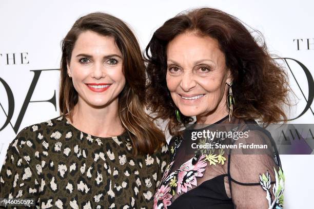 Keri Russell and Diane von Furstenberg attend The 2018 DVF Awards at United Nations on April 13, 2018 in New York City.