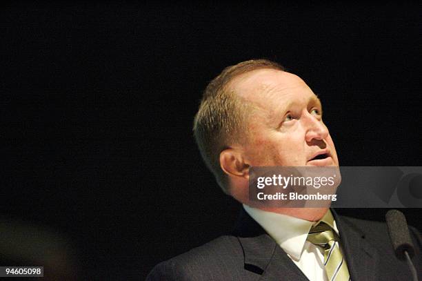 Christopher Lynch, president of BHP Billiton Ltd.'s carbon steel unit, speaks at a business luncheon at RMIT university's Storey Hall, in Melbourne,...