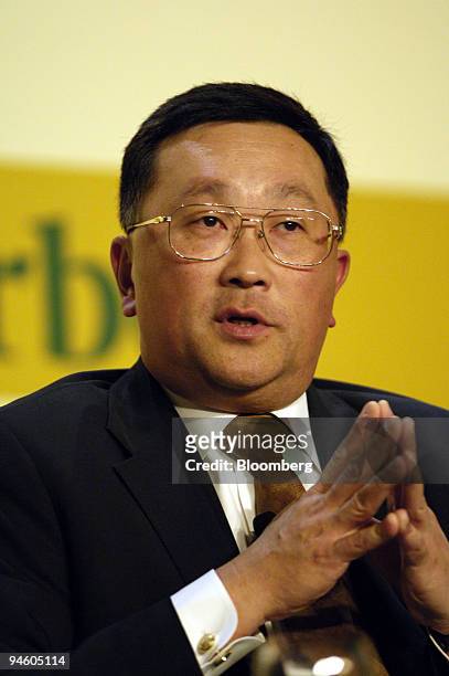 Chairman of the Board, Chief Executive Officer and President of Sybase Inc, John Chen, speaks during the opening of the 6th Forbes Global CEO...