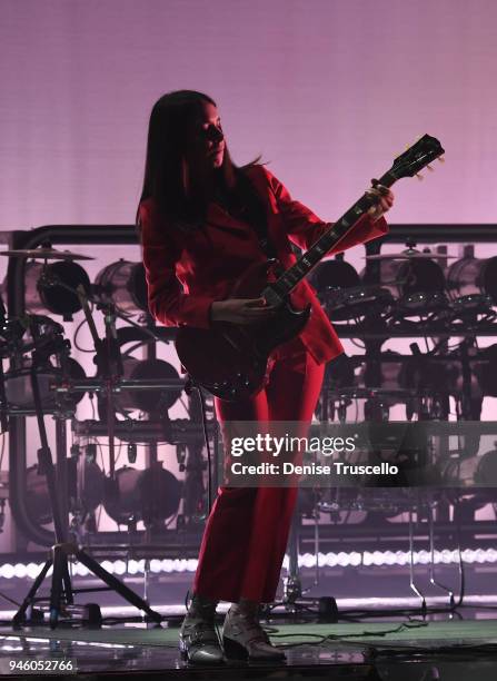 Singer Danielle Haim of the musical group Haim performs in the newly renovated Pearl Concert Theater at Palms Casino Resort on April 13, 2018 in Las...