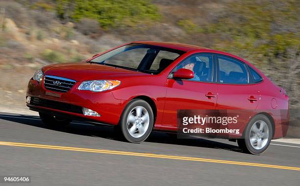 Hyundai's 2007 Elantra Sedan is seen at speed on California's Pacific Coast Highway following the firm's introduction of the vehicle to the motoring...