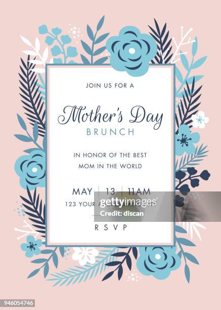mothers day themed invitation design template - flower invitation stock illustrations