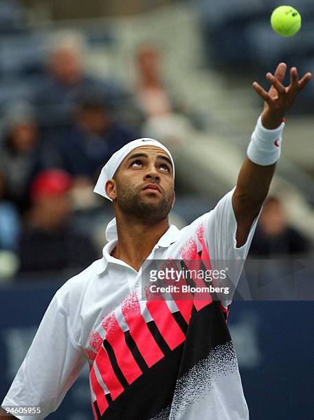 James Blake of the United States serves to Teimuraz Gabashvilli of Russia during their match at the US Open in New York, Friday September 1, 2006 at...