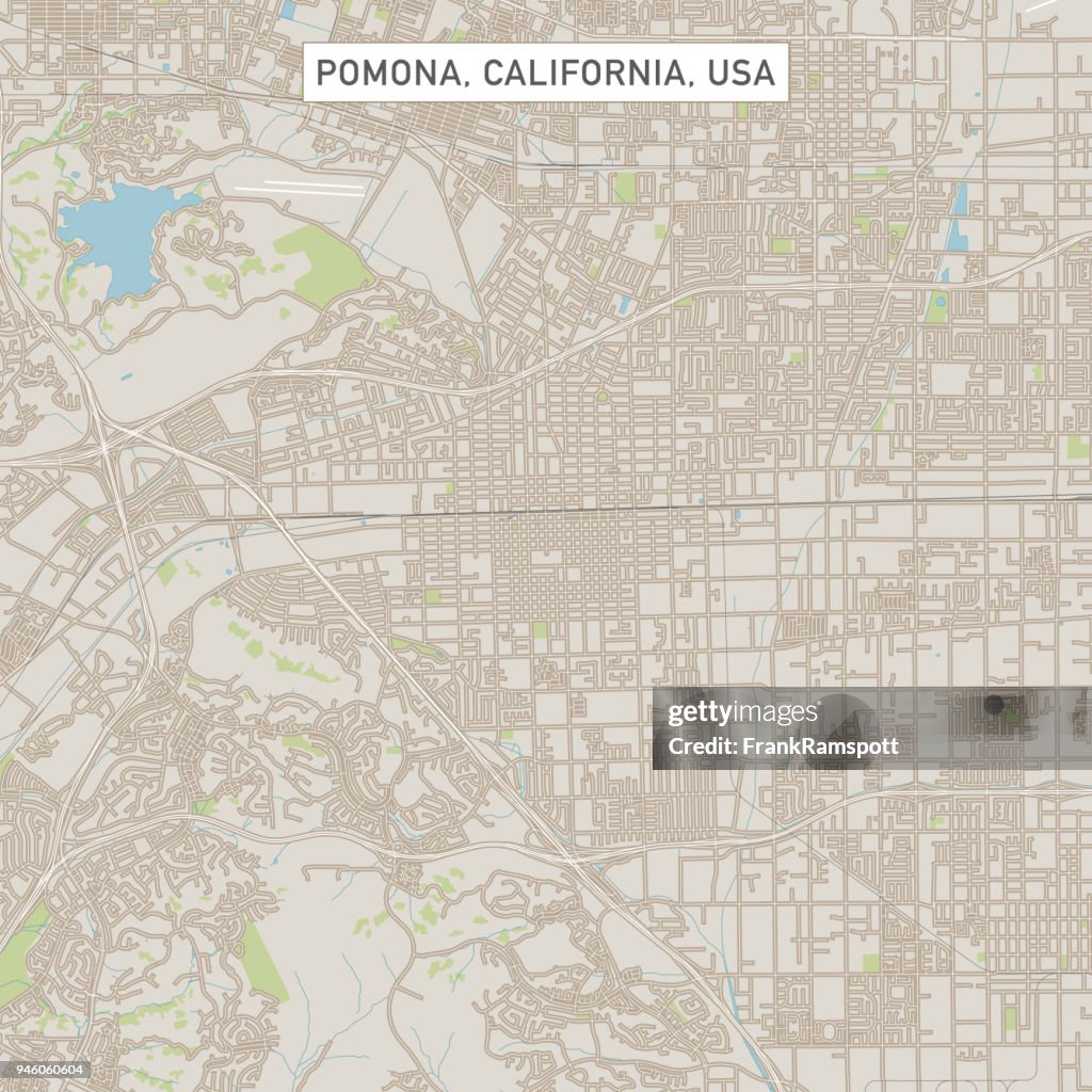 Pomona California US City Street Map