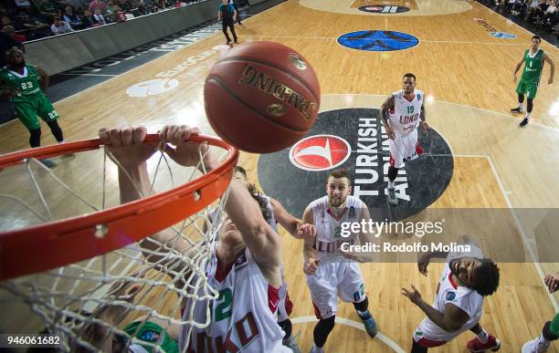 Dmitry Kulagin, #22 of Lokomotiv Kuban Krasnodar in action during the 7DAYS EuroCup Basketball Finals game two between Darussafaka Istanbul v...