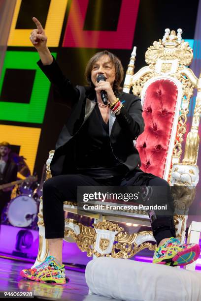 Gianna Nannini performs on stage at Mediolanum Forum on April 13, 2018 in Milan, Italy.