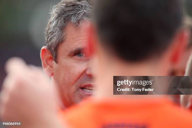 Giants coach Leon Cameron during the round four AFL match between the Greater Western Sydney Giants and the Fremantle Dockers at UNSW Canberra Oval...