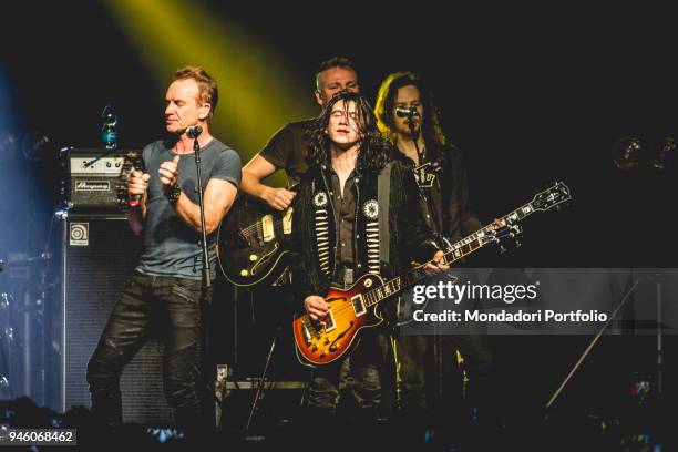 British singer Sting performs with his son Joe Sumner and the american band The Last Bandoleros at Fabrique. Milan , March 23, 2017