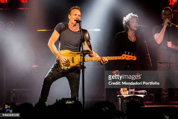 British singer Sting performs with his son Joe Sumner and the american band The Last Bandoleros at Fabrique. Milan , March 23, 2017