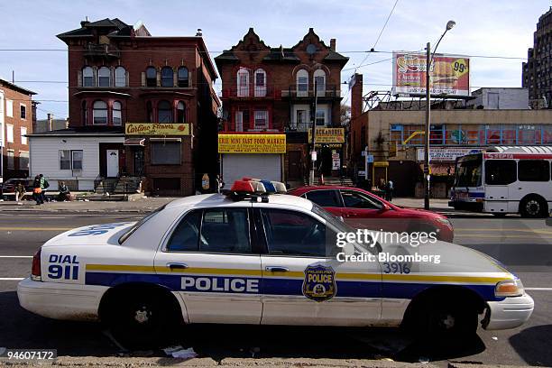 Philadelphia police patrol car sits parked in North Philadelphia, Pennsylvania, on Thursday, May 3, 2007. Philadelphia, whose name means city of...