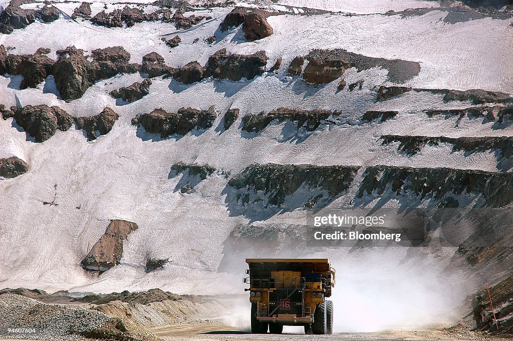 A truck transports copper at the Anglo American PLC Los Bron