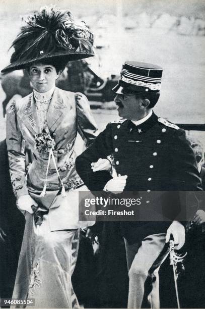 Rome 1919, King of Italy Victor Emmanuel III and his wife the Queen Elena of Montenegro. Vittorio Emanuele III was a member of the House of Savoy and...