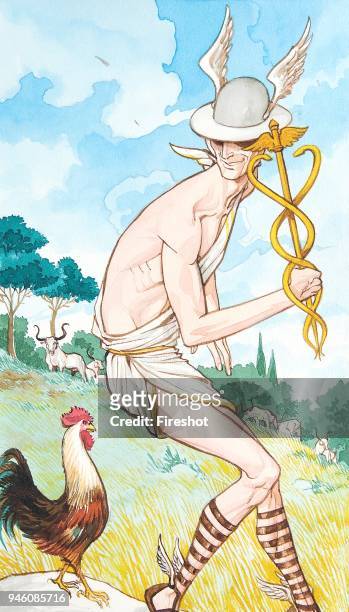 Creative illustration - Magic. Mercury or Mercurius l is a major Roman god, being one of the Dii Consentes within the ancient Roman pantheon. He is...