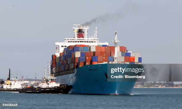 Container ship loaded with cargo is seen at Patrick Terminal at Port Botany Terminal, 10 miles south of Sydney, Australia, on Tuesday, Sept. 2, 2007....