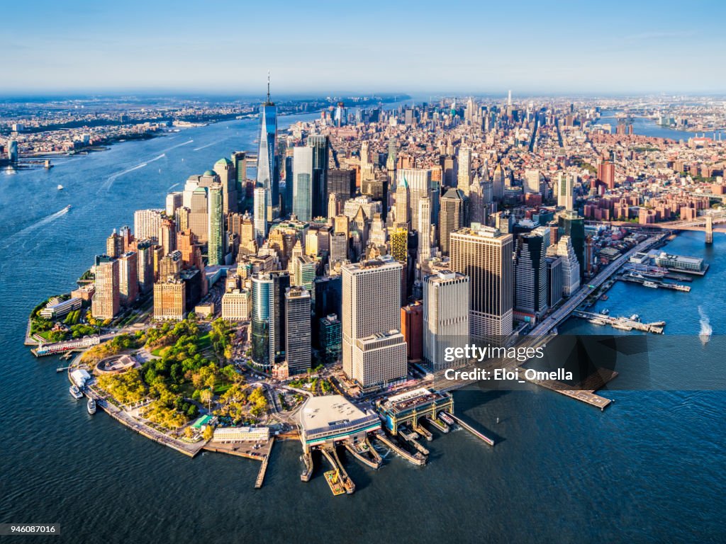 Aerial view of Lower Manhattan. New York