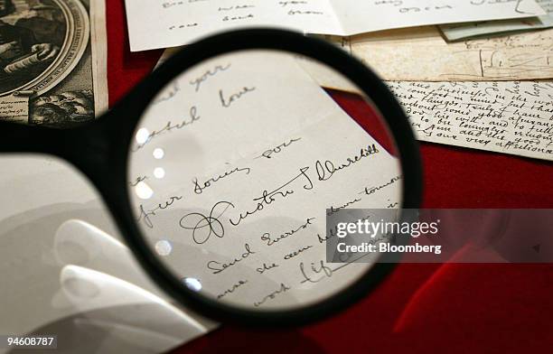 Letter written by Winston Churchill to his mother whilst at Harrow School displayed at Christie's in central London, Tuesday, June 26, 2007....