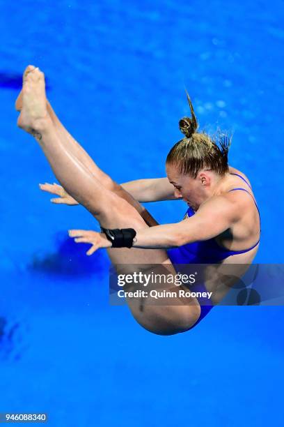 Julia Vincent of South Africa competes in the Women's 3m Springboard Diving Final on day 10 of the Gold Coast 2018 Commonwealth Games at Optus...