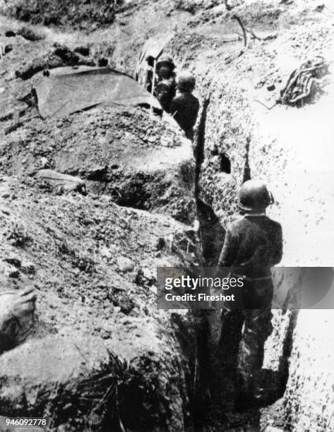 Battle of Dien Bien Phu 1954-Dien Bien Phu, Dien Bien Phu, French troops building dense communication trench system for defense from the Vietminh...