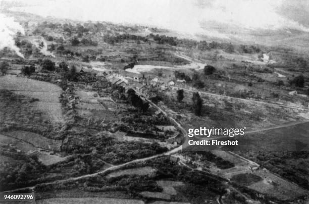 Battle of Dien Bien Phu 1954-Dien Bien Phu valley before the day where French paratroopers jump into and occupy.