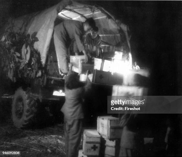 Battle of Diem Bien Phu 1954-Dien Bien Phu, Vietminh Soldiers, Veicles transporting medicine serving for the campaign.