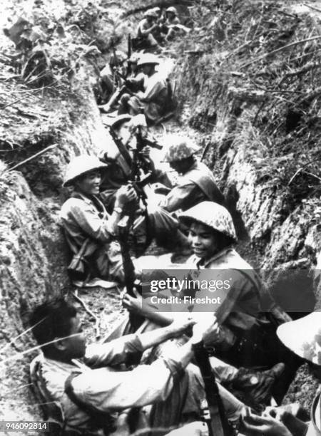 Battle of Dien Bien Phu-1954 In the Vietminh's trench before the H-hour of Dien Bien Phu.