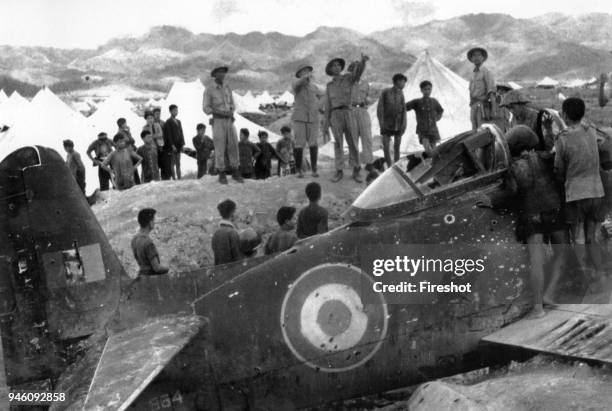 Battle of Dien Bien Phu-1954 General Vo Nguyen Giap saw French aircraft wreckage shot down beside Muong Thanh bridge.