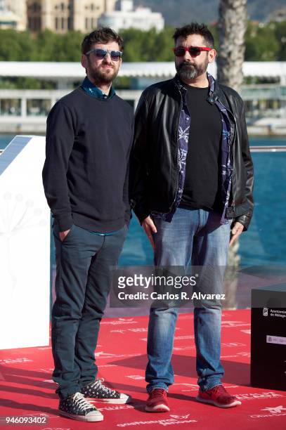 Actor Raul Arevalo and director Carlos Fernandez de Vigo attend 'Memorias de un Hombre en Pijama' photocall during the 21th Malaga Film Festival on...
