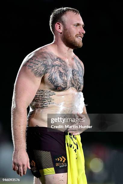 Matthew Lodge of the Broncos walks on the field after the round six NRL match between the New Zealand Warriors and the Brisbane Broncos at Mt Smart...