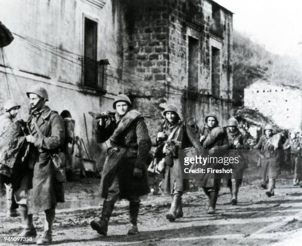 Second World War-Fascism Greece Italian Armistice 1943 A platoon marching in arms at the news of the armistice on 8 September 1943.