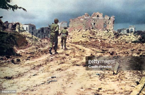 Second World War-Italy 1944 American soldiers enter in the town of Cisterna di Latina May 25, 1944.