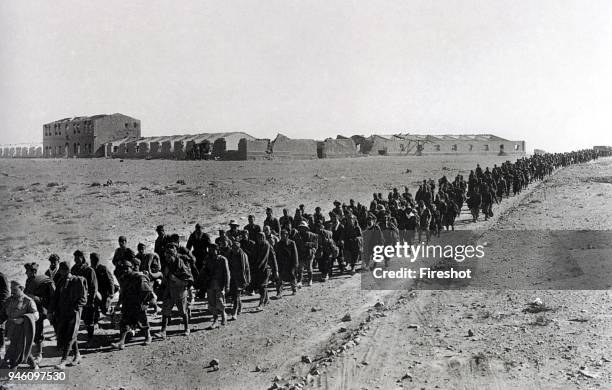 Italian Invasion of Egypt -Column of Italian prisoners on the march from Sidi Barrani December 16, 1940. He Battle of Sidi Barrani was the first...