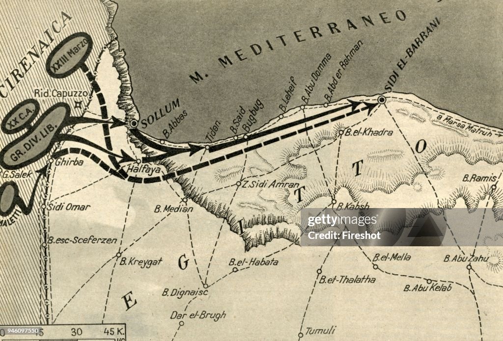 WWII-1940 1941-North African Campaign-Italian invasion of EgyptOn 13 September 1940, about four divisions were used when elements of the Tenth Army advanced into Egypt