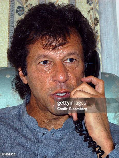 Imran Khan, a former cricket star and currently a politician in Pakistan, speaks during an interview in Islamabad, Pakistan, on Monday, June 25,...