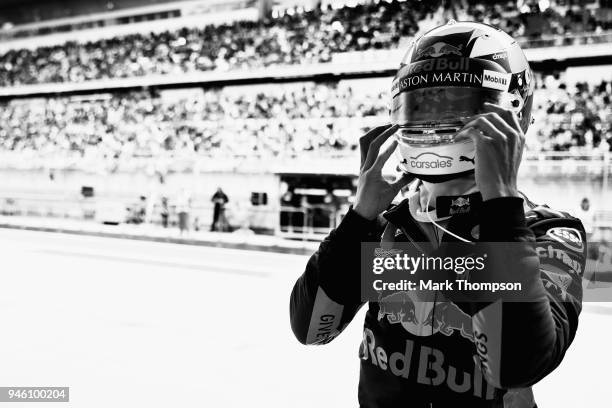 Daniel Ricciardo of Australia and Red Bull Racing prepares to drive during qualifying for the Formula One Grand Prix of China at Shanghai...