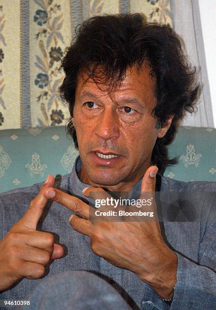 Imran Khan, a former cricket star and currently a politician in Pakistan, speaks during an interview in Islamabad, Pakistan, on Monday, June 25,...