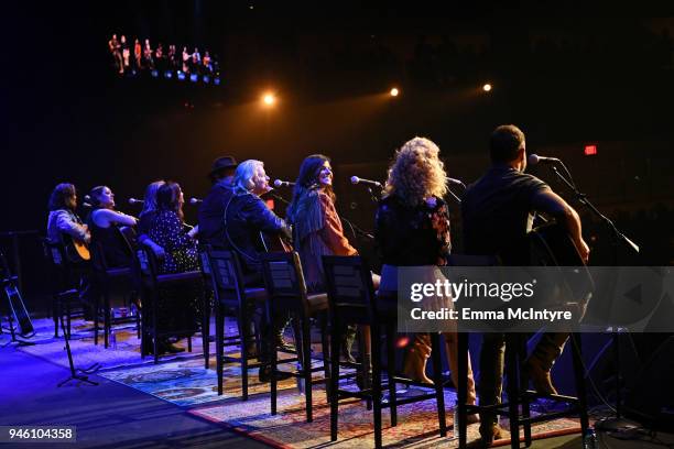 Jimi Westbrook, Kimberly Schlapman, Karen Fairchild, and Philip Sweet of musical group Little Big Town; Lee Brice; Lori McKenna; Liz Rose; Hillary...