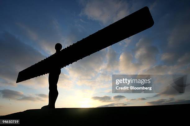 The sun sets over Antony Gormley's 1998 sculpture, ''Angel of the North,'' Saturday, May 5 outside Newcastle, U.K.