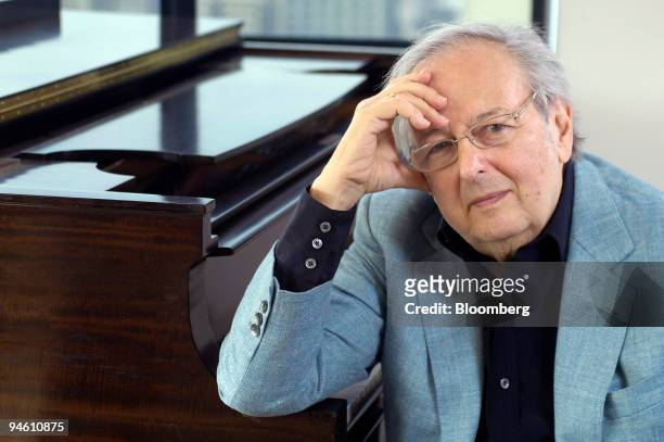 Composer and conductor Andre Previn poses while seated at a piano, during an interview in New York, on Monday, June 25, 2007.